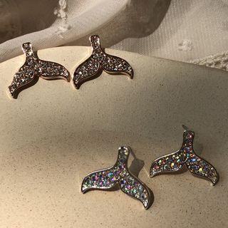 Rhinestone Whale Tail Earring