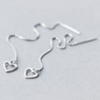 Heart Threader Earring 1 Pair - S925 Silver - Silver - One Size