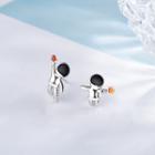 Non-matching Astronaut Earring 1 Pair - White Gold - One Size