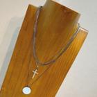 Cross & Disc Pendant Layered Necklace Silver - One Size
