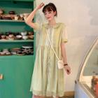 Short-sleeve Collared A-line Chiffon Dress