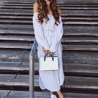 Pinstripe Off-shoulder Shirtdress