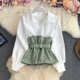 Belted Paneled Shirt