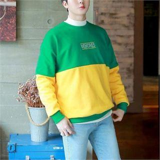 Letter-embroidered Two-tone Sweatshirt