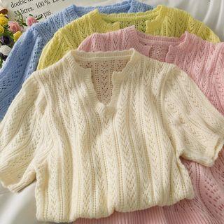 Slim-fit Eyelet Light Knit Top
