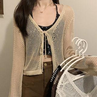 Tie-front Cardigan / Floral Tank Top
