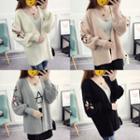 Embroidered Lantern-sleeve Cardigan