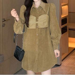 Long-sleeve Shirt Dress / Camisole Top