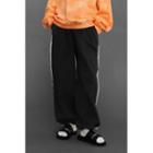 Piped Windbreaker Jogger Pants Black - One Size