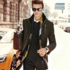 Wool Blend Paneled Zip Coat