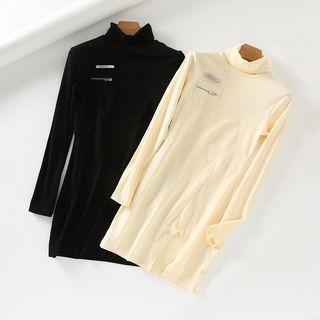 Long-sleeve Turtleneck Shift Dress