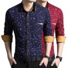 Contrast Trim Floral Print Shirt