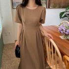 Round-neck Slit-side A-line Dress