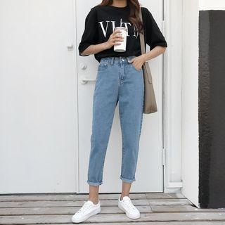 High-waist Cropped Straight-leg Jeans