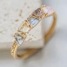 Sterling Silver Gemstone Ring Gold & Pink & Blue - One Size