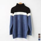 Couple Turtle-neck Color-block Sweater