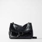 Flap Zip Crossbody Bag Black - One Size