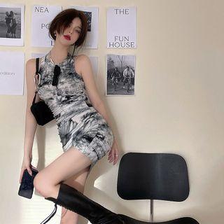 Tie-dyed Ruched Mini Tank Dress As Figure - One Size