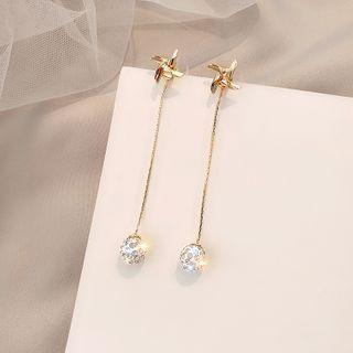 Rhinestone Alloy Windmill Dangle Earring 1 Pair - E2068 - Silver - Tassel & Windmill - One Size