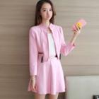 Set: Faux Suede Zip Jacket + Mini A-line Skirt