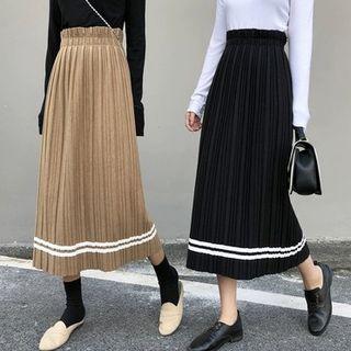 Contrast-trim Midi A-line Skirt