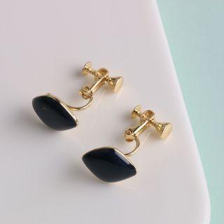 Button Drop Earring 1 Pair - Black - One Size