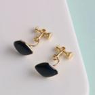 Button Drop Earring 1 Pair - Black - One Size