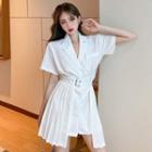 Short-sleeve Pleated Coat Dress