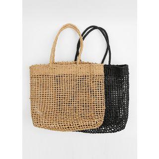 Braided-strap Rattan Shopper Bag