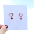 Heart Stud Earrring 1 Pair - Rose Gold - One Size
