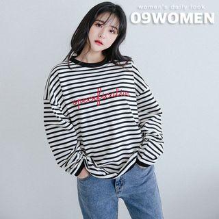 Plus Size Letter Stripe Sweatshirt