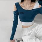 Colorblock Mock Two-piece Crop T-shirt In 5 Colors