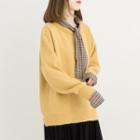 Mock Two-piece Plaid Hem Sweater