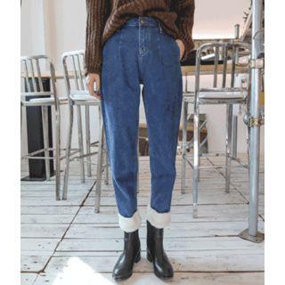 Boucl -knit Baggy Jeans