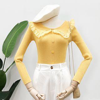 Ruffled Polo Knit Top