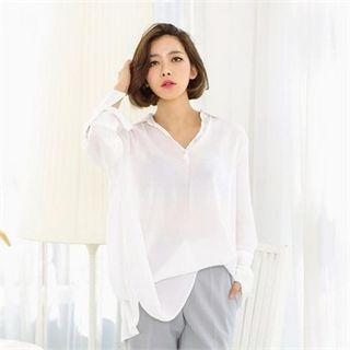 Half-placket Dip-back Blouse