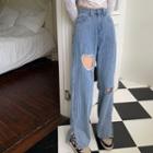 Cutout Heart Loose-fit Jeans