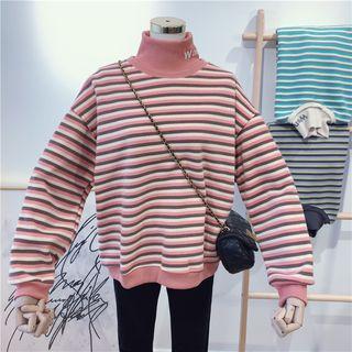 Mock-turtleneck Striped Pullover