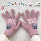 Lettering Touchscreen Knit Gloves