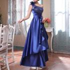 Single Shoulder Embrodiered Evening Gown