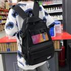 Mesh Front Pocket Buckled Oxford Backpack