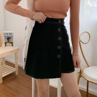 High-waist Wrap A-line Skirt