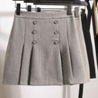 Button Details High Waist Mini Skirt