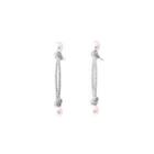 Sterling Silver Fashion Simple Geometric Freshwater Pearl Long Earrings With Cubic Zirconia Silver - One Size