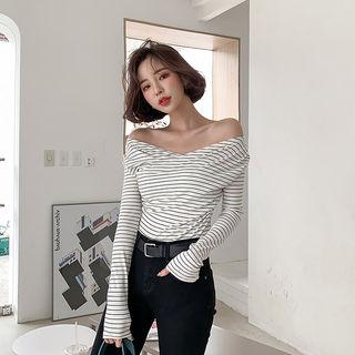 Two-way Striped Slim-fit Wrap Top