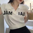 Short-sleeve Lettering Knit Polo Shirt