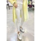 Band-waist Asymmetric-hem Skinny Pants
