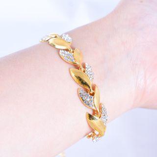 Wheat Rhinestone Alloy Bracelet Gold - One Size