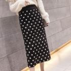 Polka Dot Midi Knit A-line Skirt