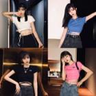 Strappy Short-sleeve Cropped T-shirt